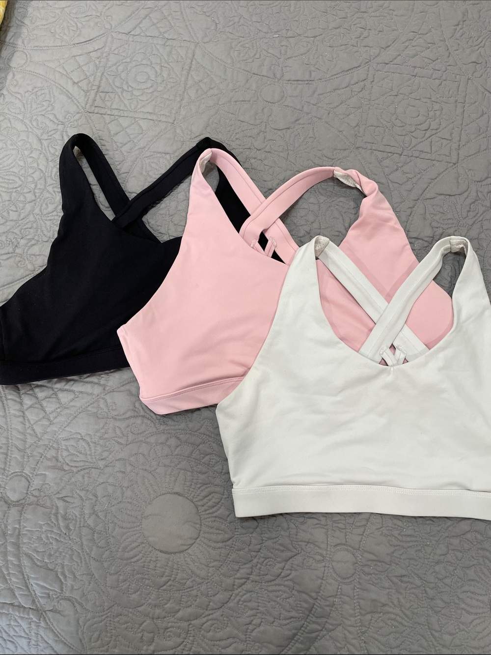 Set of 3 strappy back sports bras L